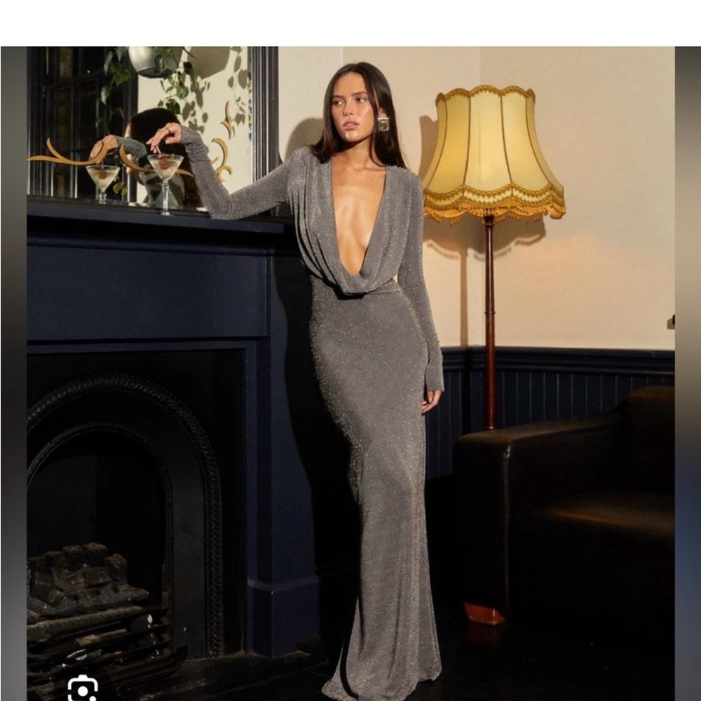 Glamorous Long Sleeve Silver Dress